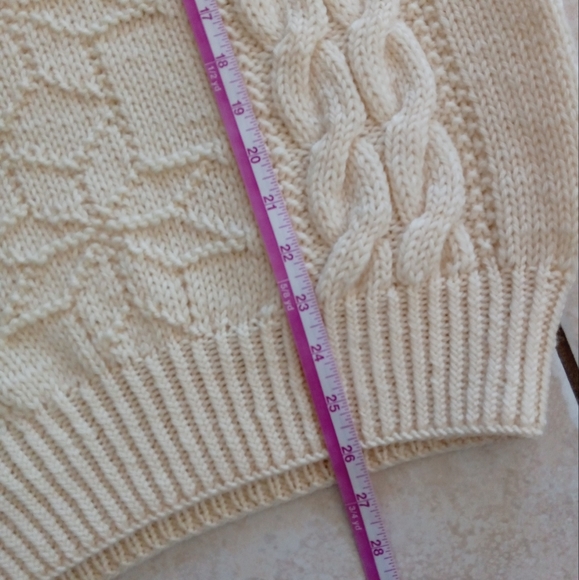 Dale Of Norway Chunky Cable Knit Crewneck Sweater 100% Wool Ivory Ecru - Picture 13 of 15